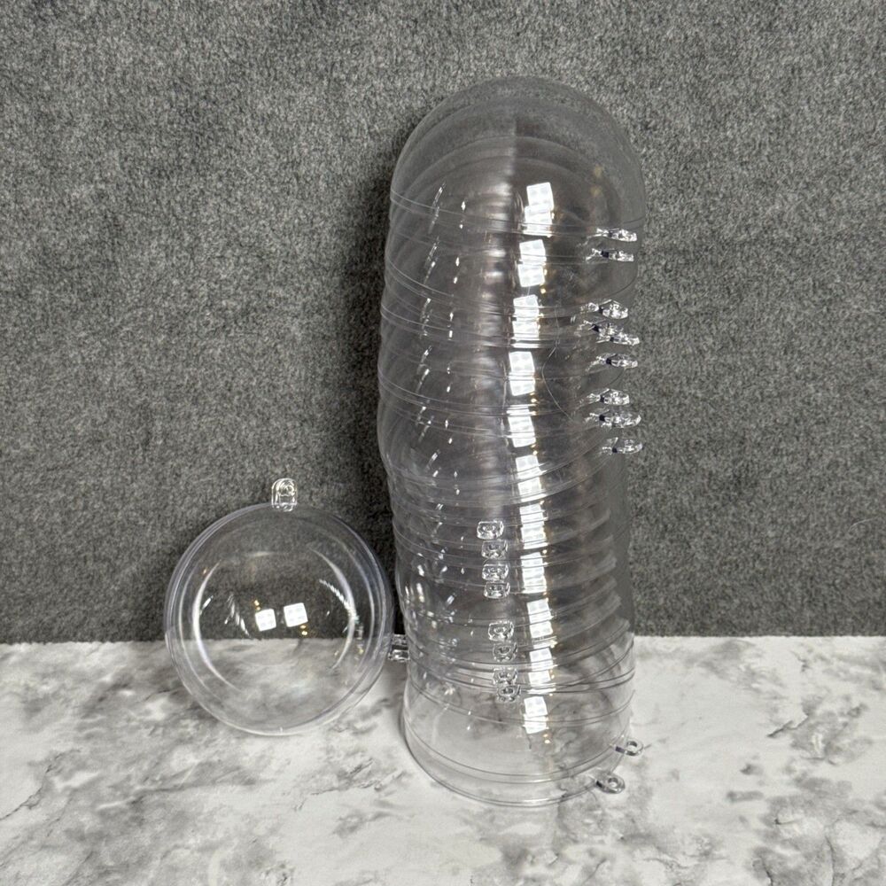 12Pk 80Mm Clear Plastic Fillable Ornaments Christmas Tree Hanging Decor 3 inch